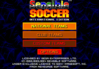 Sensible Soccer - International Edition Title Screen